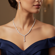 925 Sterling Silver Necklace with Earring Set Studded With Cubic Zircons